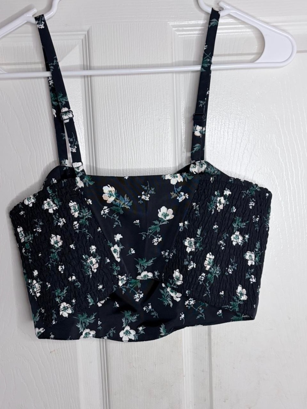 Summer festival Floral Smocked Crop Top with Adjustable Straps